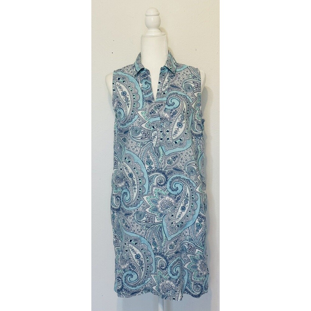 Cynthia Rowley Women Size 6 100% Linen Paisley Sleeveless Midi Dress Boho